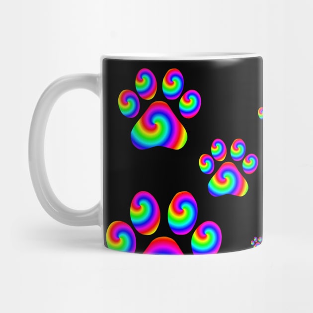 Rainbow Swirly Pawprint Pattern by Art by Deborah Camp